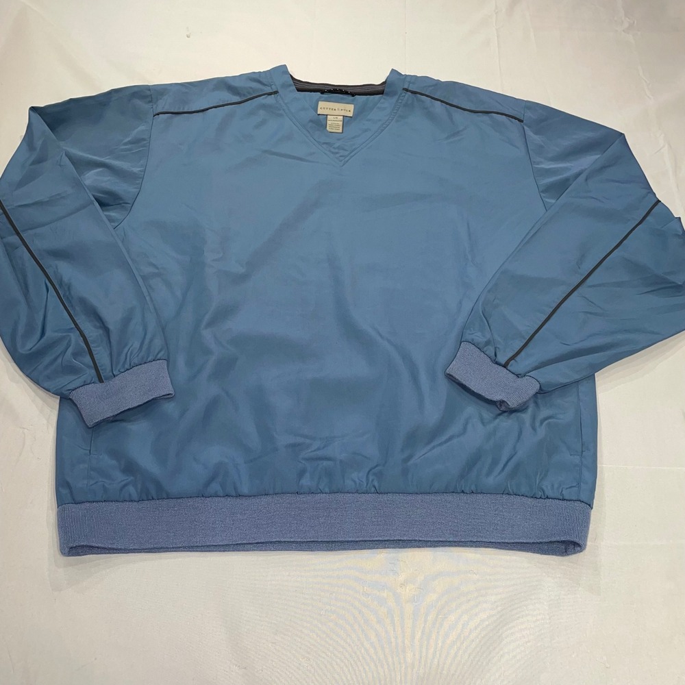 Cutter‎ & Buck Mens Blue V-Neck Golf Windshirt Pullover Large L/G